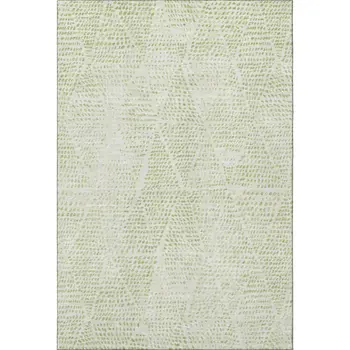 9' X 12' Artichoke Green And Ivory Diamond Washable Area Rug With UV Protection