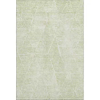 10' X 14' Artichoke Green And Ivory Diamond Washable Area Rug With UV Protection