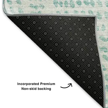 9' X 12' Aqua And Ivory Diamond Washable Area Rug With UV Protection