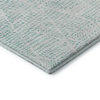 9' X 12' Aqua And Ivory Diamond Washable Area Rug With UV Protection