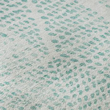 9' X 12' Aqua And Ivory Diamond Washable Area Rug With UV Protection
