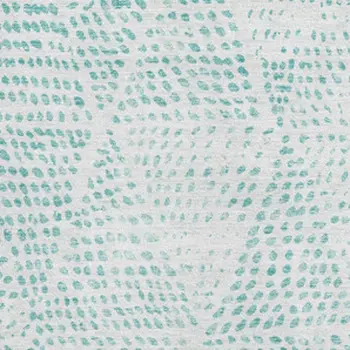 10' X 14' Aqua And Ivory Diamond Washable Area Rug With UV Protection