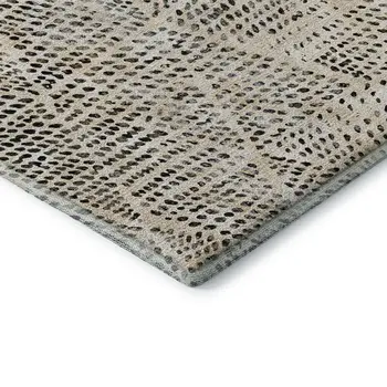 8' X 10' Beige And Ivory Diamond Washable Area Rug With UV Protection