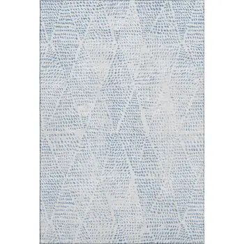 5' X 8' Denim Blue And Ivory Diamond Washable Area Rug With UV Protection