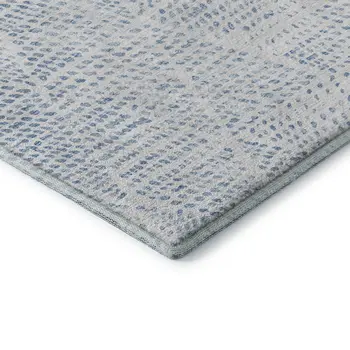 5' X 8' Denim Blue And Ivory Diamond Washable Area Rug With UV Protection