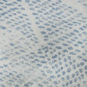 5' X 8' Denim Blue And Ivory Diamond Washable Area Rug With UV Protection