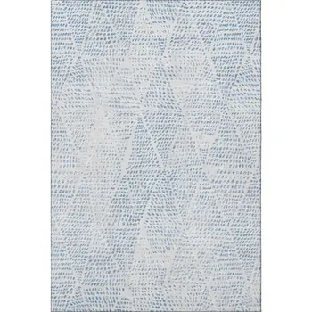 9' X 12' Denim Blue And Ivory Diamond Washable Area Rug With UV Protection