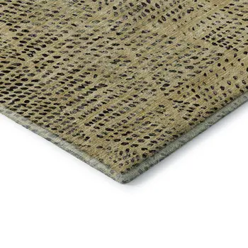 5' X 8' Gold And Charcoal Diamond Washable Area Rug With UV Protection