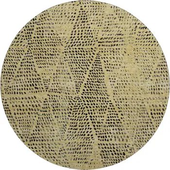 8' Gold And Charcoal Diamond Washable Round Rug With UV Protection