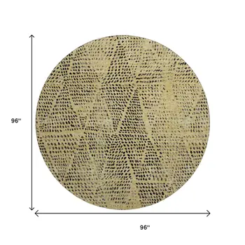 8' Gold And Charcoal Diamond Washable Round Rug With UV Protection
