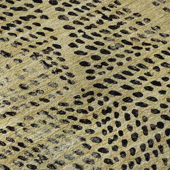 10' X 14' Gold And Charcoal Diamond Washable Area Rug With UV Protection