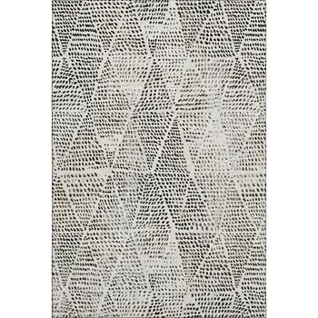 3' X 5' Ivory And Charcoal Diamond Washable Area Rug With UV Protection