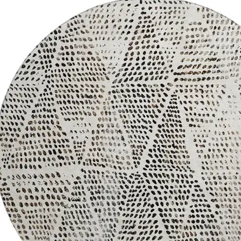 8' Ivory And Charcoal Diamond Washable Round Rug With UV Protection