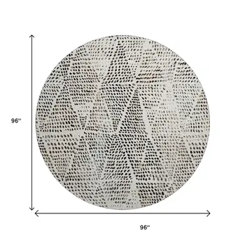 8' Ivory And Charcoal Diamond Washable Round Rug With UV Protection