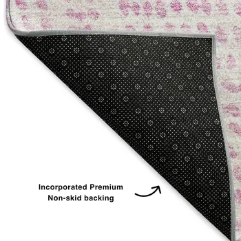 9' X 12' Pink And Ivory Diamond Washable Area Rug With UV Protection