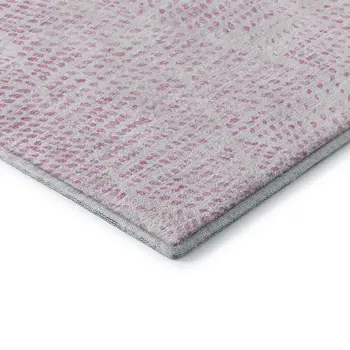 9' X 12' Pink And Ivory Diamond Washable Area Rug With UV Protection