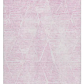 9' X 12' Pink And Ivory Diamond Washable Area Rug With UV Protection