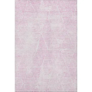 10' X 14' Pink And Ivory Diamond Washable Area Rug With UV Protection