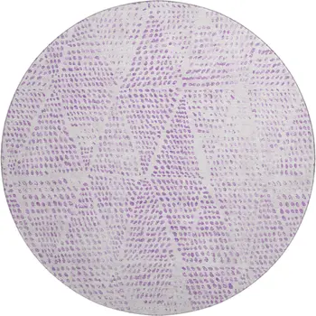 8' Purple And Ivory Diamond Washable Round Rug With UV Protection