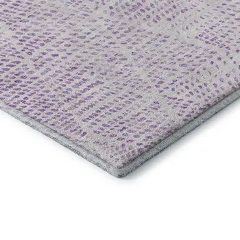 8' Purple And Ivory Diamond Washable Round Rug With UV Protection