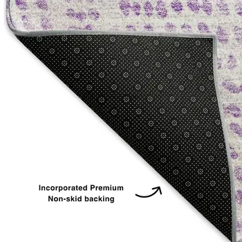 10' X 14' Purple And Ivory Diamond Washable Area Rug With UV Protection