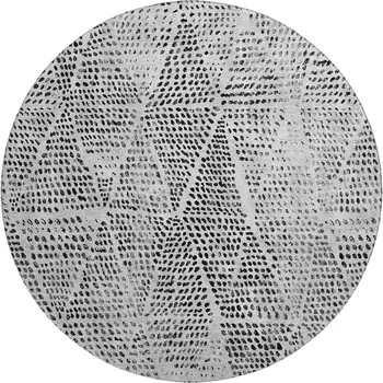 8' Pewter And Ivory Diamond Washable Round Rug With UV Protection