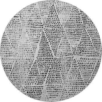 8' Pewter And Ivory Diamond Washable Round Rug With UV Protection