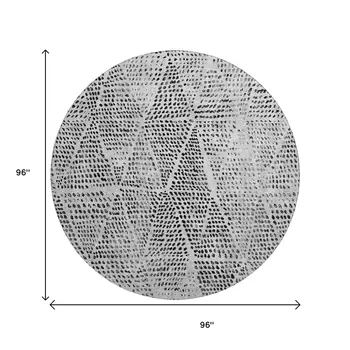 8' Pewter And Ivory Diamond Washable Round Rug With UV Protection