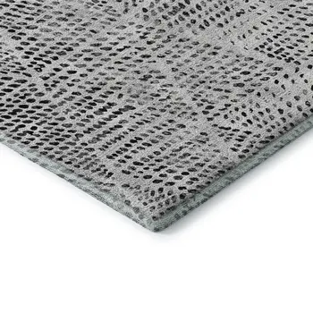 10' X 14' Pewter And Ivory Diamond Washable Area Rug With UV Protection