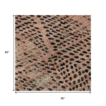 3' X 5' Salmon And Charcoal Diamond Washable Area Rug With UV Protection