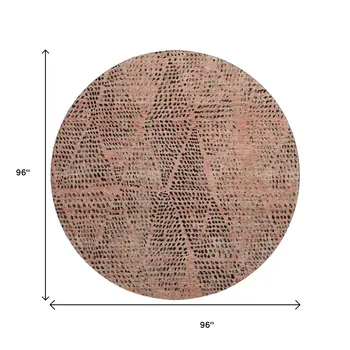8' Salmon And Charcoal Diamond Washable Round Rug With UV Protection