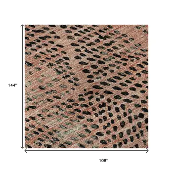 9' X 12' Salmon And Charcoal Diamond Washable Area Rug With UV Protection