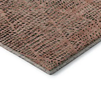 10' X 14' Salmon And Charcoal Diamond Washable Area Rug With UV Protection
