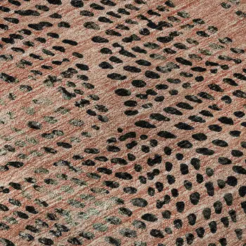 10' X 14' Salmon And Charcoal Diamond Washable Area Rug With UV Protection