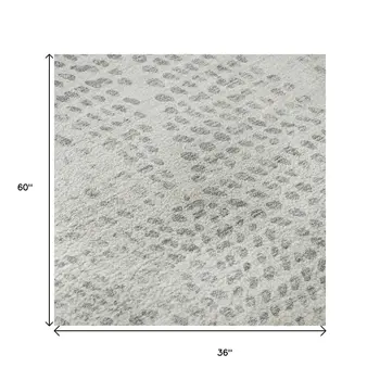 3' X 5' Silver And Ivory Diamond Washable Area Rug With UV Protection
