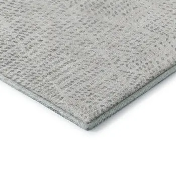 8' Silver And Ivory Diamond Washable Round Rug With UV Protection