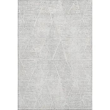 10' X 14' Silver And Ivory Diamond Washable Area Rug With UV Protection