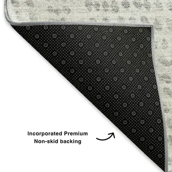 10' X 14' Silver And Ivory Diamond Washable Area Rug With UV Protection