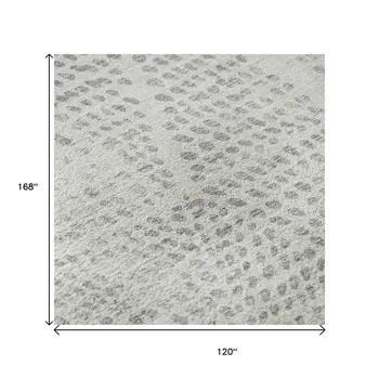 10' X 14' Silver And Ivory Diamond Washable Area Rug With UV Protection