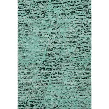 5' X 8' Teal And Charcoal Diamond Washable Area Rug With UV Protection
