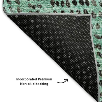 8' Teal And Charcoal Diamond Washable Round Rug With UV Protection