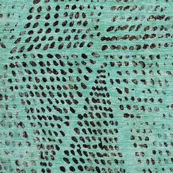 8' Teal And Charcoal Diamond Washable Round Rug With UV Protection