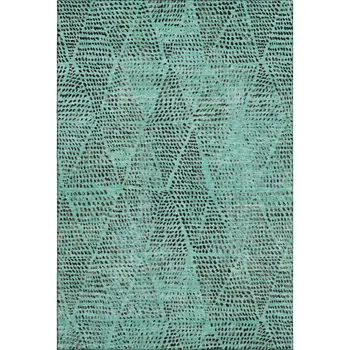 9' X 12' Teal And Charcoal Diamond Washable Area Rug With UV Protection