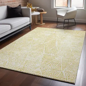 5' X 8' Wheat And Ivory Diamond Washable Area Rug With UV Protection