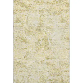5' X 8' Wheat And Ivory Diamond Washable Area Rug With UV Protection
