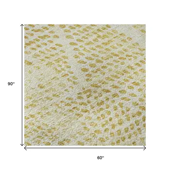 5' X 8' Wheat And Ivory Diamond Washable Area Rug With UV Protection