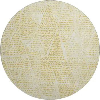 8' Wheat And Ivory Diamond Washable Round Rug With UV Protection