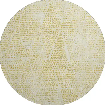 8' Wheat And Ivory Diamond Washable Round Rug With UV Protection