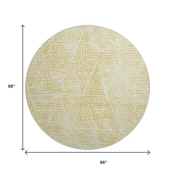 8' Wheat And Ivory Diamond Washable Round Rug With UV Protection