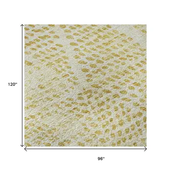 8' X 10' Wheat And Ivory Diamond Washable Area Rug With UV Protection
